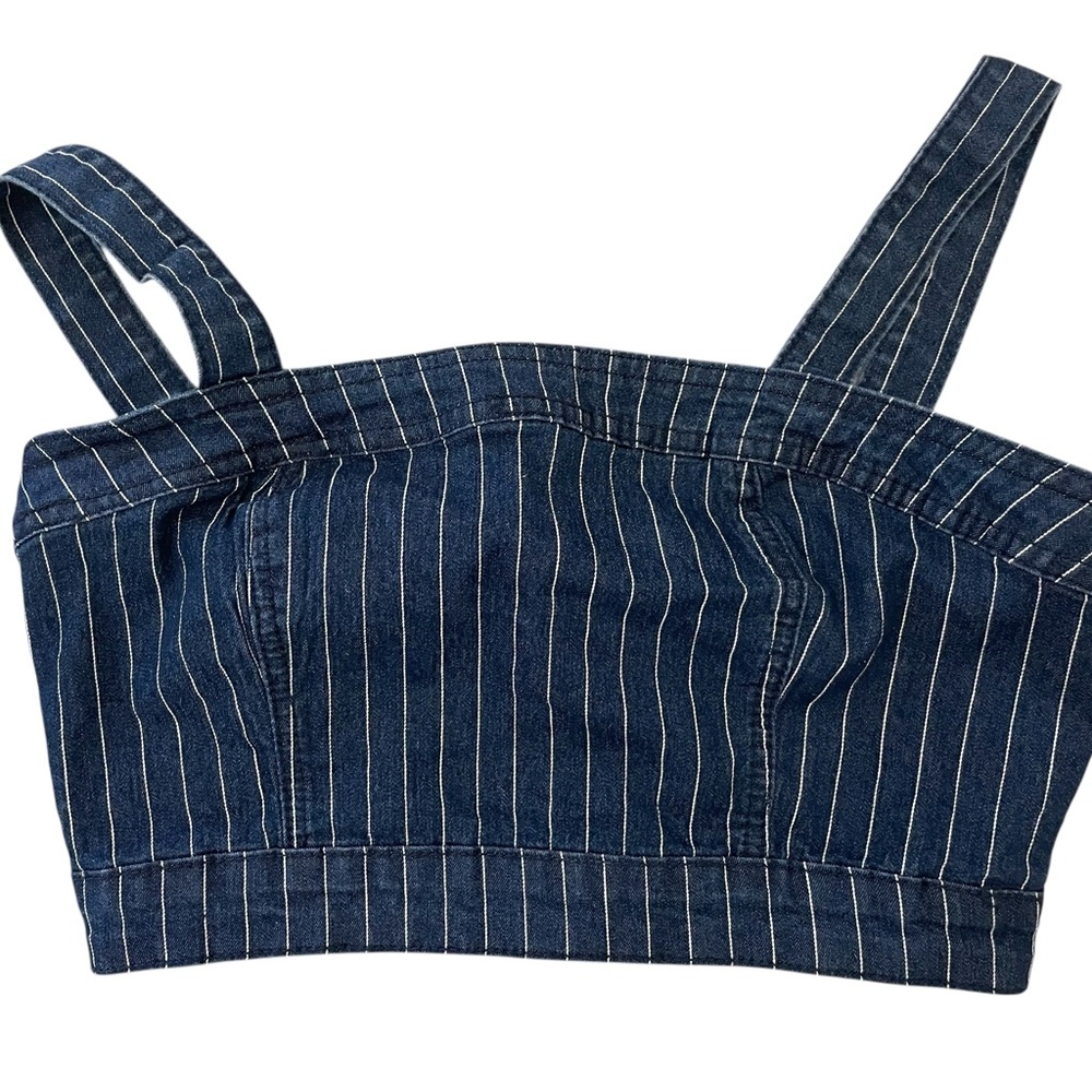 Forever 21 Striped Denim Crop Top